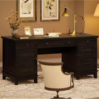 Bureau de direction de 152 cm avec tiroirs, bureau d'ordinateur avec station de charge, bureau d'écriture en bois pour étude, table de conférence pour salon