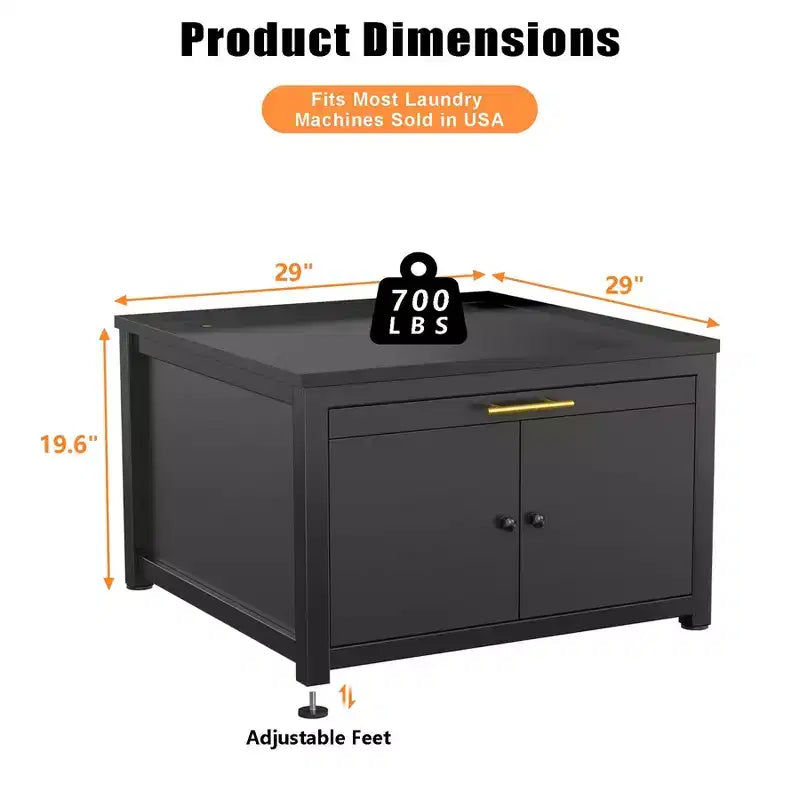Socle pour laveuse et sécheuse en métal robuste noir/blanc – Unité simple, anti-vibration