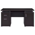 Bureau d'écriture en bois de 55 po avec 2 tiroirs, 1 placard, 1 étagère ouverte et porte pour bureau à domicile ou salle d'étude