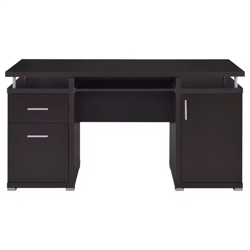 Bureau d'écriture en bois de 55 po avec 2 tiroirs, 1 placard, 1 étagère ouverte et porte pour bureau à domicile ou salle d'étude