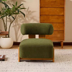 Fauteuil d'appoint moderne en bouclette avec dossier roulé, cadre en bois massif, siège d'appoint rembourré pour salon, chambre ou bureau