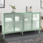 Meuble en métal et verre trempé avec étagère réglable