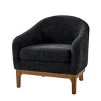 Fauteuil tonneau moderne Augus en bouclette avec pieds en bois massif par HULALA HOME