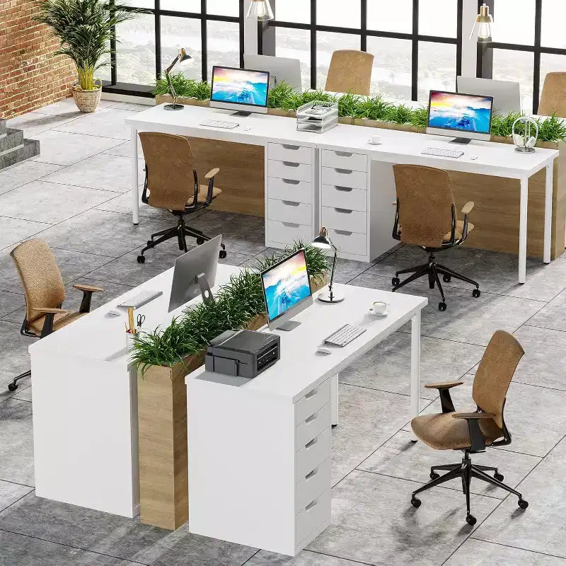 Bureau d'ordinateur Lantine avec 5 tiroirs, bureau moderne et simple de 119 cm pour la maison, le bureau et l'étude, idéal pour les petits espaces