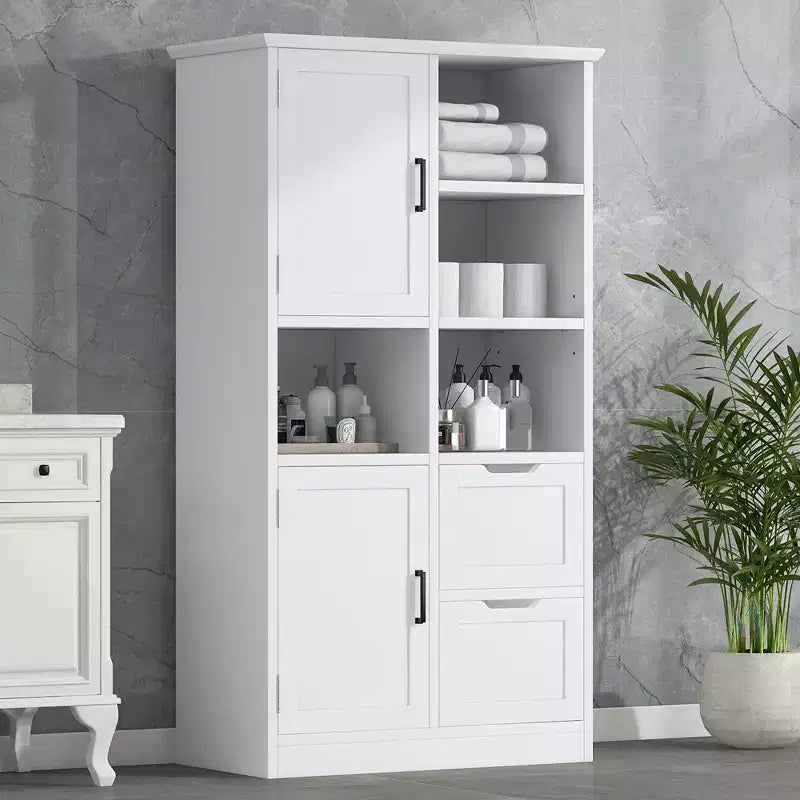 Meuble de rangement haut de salle de bain de 157 cm, armoire de rangement sur pied avec tiroir et étagère réglable, armoire de rangement polyvalente pour salle de bain et salon