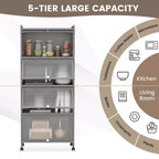 Meuble de cuisine Costway à 5 niveaux avec rangement, buffet mobile pour micro-ondes, portes basculantes, blanc/noir/gris/vert