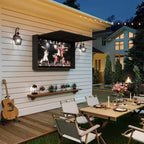 Meuble TV d'extérieur 55 pouces, cache-télévision en bois massif résistant aux intempéries avec support réglable 4D et porte rabattable (convient aux téléviseurs de 44 à 55 pouces)
