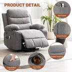 Fauteuil inclinable releveur avec massage et chauffage, fauteuils inclinables électriques surdimensionnés, siège de cinéma maison avec 2 porte-gobelets latéraux, fauteuil simple inclinable à bascule