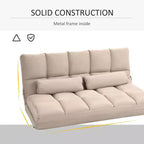 Canapé-lit convertible au sol, lit pliant, chaise longue d'appoint avec 2 oreillers, dossier et appuie-tête réglables, 130 cm de long