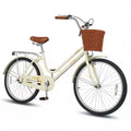 Vélo de ville Gymax Beach Cruiser 24 pouces avec selle réglable, panier tressé et porte-bagages arrière