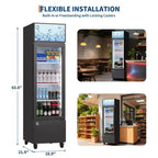 Réfrigérateur à boissons COZONY avec porte vitrée, glacière commerciale de 6,1 pi³ avec boîte lumineuse, sans givre pour bar, restaurant, magasin