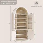 Garde-manger haut et arqué de 71 po, armoire de rangement moderne avec 3 tablettes réglables, 6 tablettes de porte, pour cuisine, salon