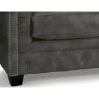 Canapé Chesterfield en cuir italien pleine fleur touffeté Hancock - 31 H x 86 L x 40 P