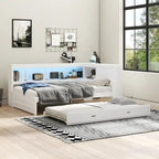Lit de repos double avec étagères, chargement USB, lumières LED et lit gigogne simple