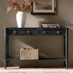 Console 47,2" en noyer avec 2 tiroirs cannelés et étagère inférieure