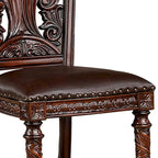 Chaise de salle à manger sculptée Iga de 22 pouces, lot de 2, assise en similicuir, garniture cloutée