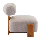 Fauteuil d'appoint moderne en bouclette avec dossier roulé, cadre en bois massif, siège d'appoint rembourré pour salon, chambre ou bureau