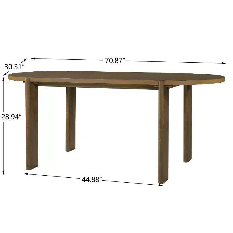 Ensemble de salle à manger ovale 7 pièces pour 6 personnes, grande table de cuisine 71 po avec 6 chaises rembourrées, noyer - Christopher Knight Home