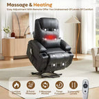 Fauteuil inclinable électrique avec fonction releveur, massage et chauffage Bestier 34,6 po, fauteuil inclinable en similicuir avec poches latérales et porte-gobelets