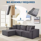 Canapé moderne 108, canapé 3 places rembourré en forme de L avec oreillers, canapé à assise profonde, aucun assemblage requis