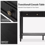 Console 47,2" en noyer avec 2 tiroirs cannelés et étagère inférieure