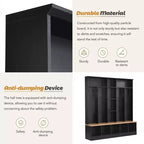Meuble d'entrée large CLIHOME avec banc de rangement, armoire à chaussures minimaliste avec cubes de rangement et étagères