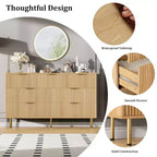Commode cannelée à 7 tiroirs, Armoire de rangement moderne en bois, Meuble de chambre à coucher pour salon ou couloir