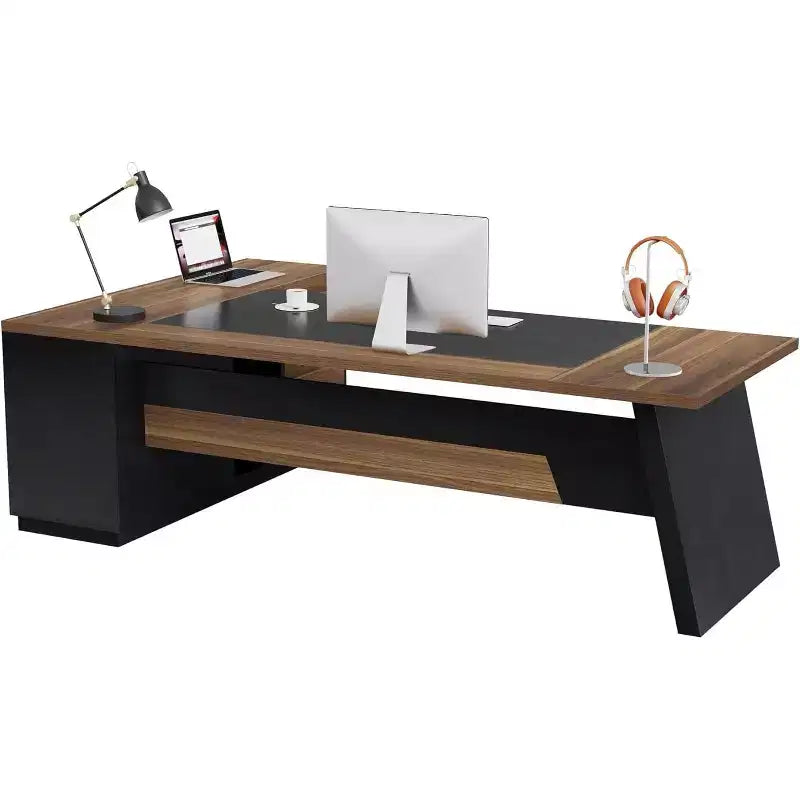Bureau de direction en L Lantine Modern 78 avec tiroirs et classeur latéral