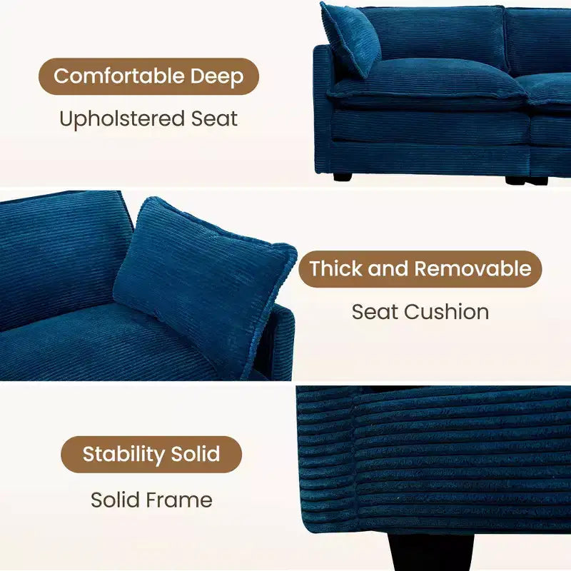 Canapé modulaire moderne 5 places en velours côtelé, surdimensionné, 113,4 po (L) x 79,13 po (l), avec pouf, canapé en U avec coin salon, HYLEORY