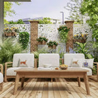 72H Séparateur de pièce Rectangle Cadre en métal galvanisé Paravent autoportant Clôture de jardin Patio Blanc