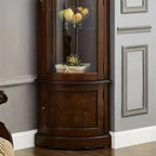 Meuble d'angle classique en bois d'hévéa marron avec porte vitrée