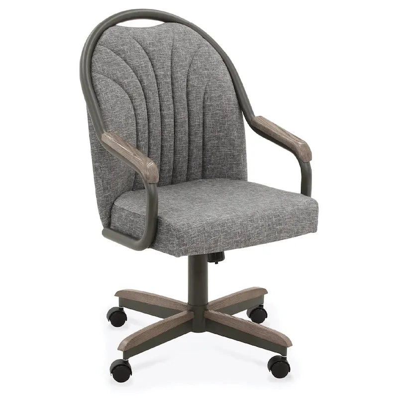 Chaises de salle à manger Chromcraft Douglas à roulettes, finition gris châtaigne (Lot de 2)