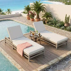 Chaise longue d'extérieur Merax en acacia 5 positions avec coussins épais