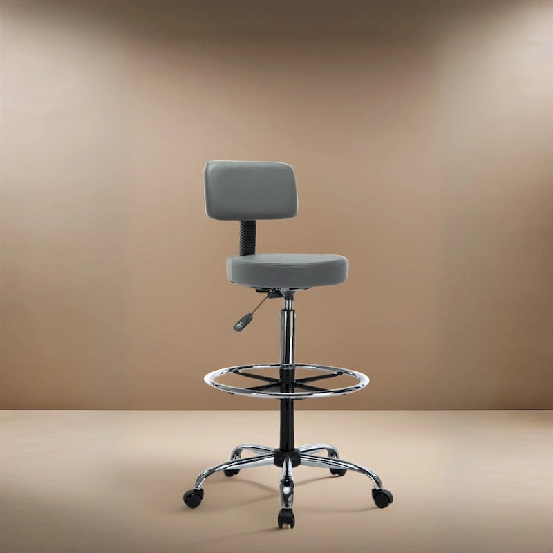 Tabouret de dessinateur réglable en hauteur - Avec cuir de qualité supérieure, roulettes pivotantes