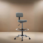 Tabouret de dessinateur réglable en hauteur - Avec cuir de qualité supérieure, roulettes pivotantes