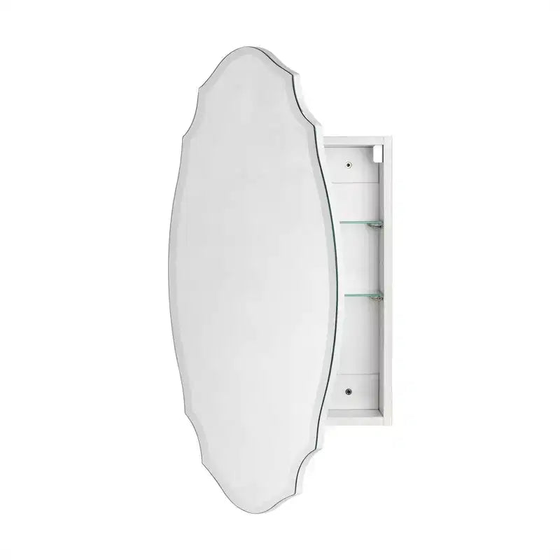 Armoire à pharmacie murale avec miroir 20 po L x 30 po H, sans cadre, biseautée, avec arc irrégulier