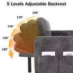 Canapé-lit convertible 2-en-1 avec méridienne de rangement, canapé d'angle en chenille avec ports USB pour salon