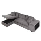Sectionnel réversible en L de 104,5 po avec chaise longue de rangement et 2 poufs – Canapé-lit convertible 3 places pour salon