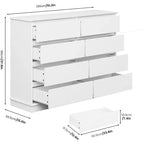 Commode de rangement à 8 tiroirs, coffre à tiroirs profonds, large meuble de rangement pour salon, couloir, chambre d'enfant