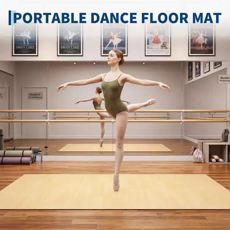 Tapis de danse portable en PVC 4x6, tapis de danse antidérapant et résistant aux rayures de 5 mm d'épaisseur pour ballet, jazz, claquettes, yoga, pilates et exercices à domicile