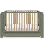 Lit bébé convertible 4-en-1 avec tiroir et étagères amovibles, base de matelas réglable
