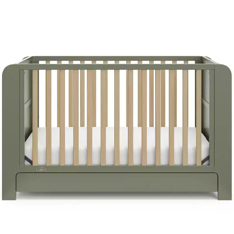 Lit bébé convertible 4-en-1 avec tiroir et étagères amovibles, base de matelas réglable