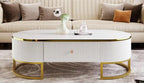 Table basse ovale en bois composite de 47,2 po avec tiroirs de rangement
