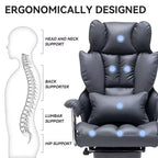 Efomao Chaise de Bureau Ergonomique 400 lbs, Grande Chaise d'Ordinateur en Cuir PU pour Personnes de Grande Taille, Fauteuil de Direction avec Repose-Pieds et Soutien Lombaire