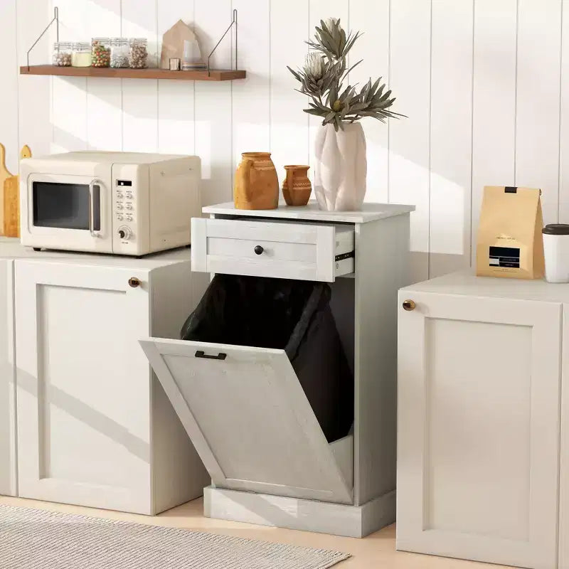 Meuble Poubelle Homcom avec Tiroir Meuble de Tri Sélectif Débout Support de Poubelle Cuisine