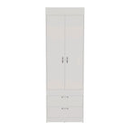 18.9 Armoire moderne à deux portes avec deux tiroirs inférieurs et tringle de suspension pour chambre à coucher