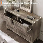 Commode de chambre, commode large à 6 tiroirs, organisateur de rangement, commode en bois moderne avec poignées métalliques pour couloir, entrée, bureau à domicile