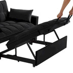 Canapé-lit convertible 4-en-1 – Causeuse en velours – Lit d'appoint avec dossier inclinable, 2 poches latérales