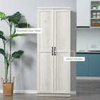 Garde-manger de cuisine 2 portes de 160 cm, meuble de rangement autoportant avec 5 étagères et 2 étagères réglables pour salle à manger