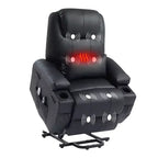 Fauteuil inclinable électrique avec fonction releveur, massage et chauffage Bestier 34,6 po, fauteuil inclinable en similicuir avec poches latérales et porte-gobelets